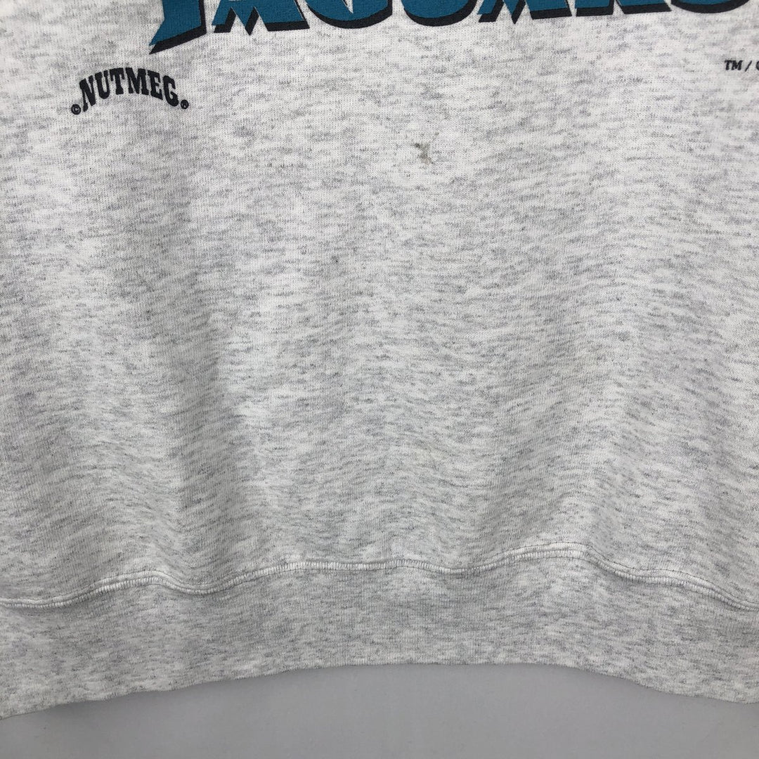 90'S Nutmeg NFL Jacksonville Jaguars Print Sweatshirt, Made in USA, Men's Size XL (approx.) cotton gray type Vintage Second Hand