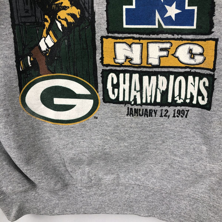 90'S Starter NFL Green Bay Packers Printed Sweatshirt, Made in USA, Men's Size L cotton gray type Vintage Second Hand