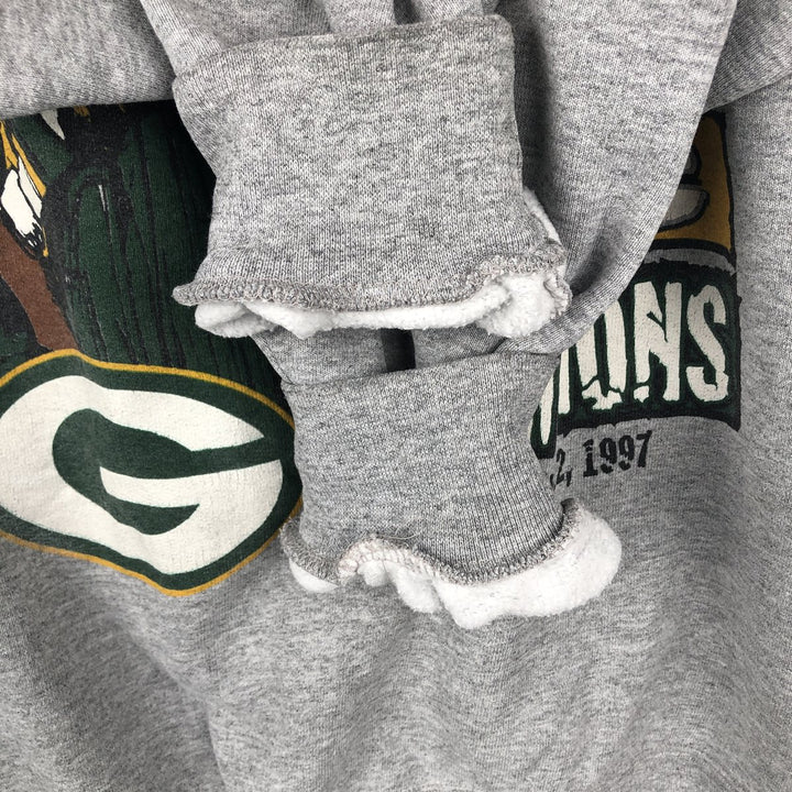 90'S Starter NFL Green Bay Packers Printed Sweatshirt, Made in USA, Men's Size L cotton gray type Vintage Second Hand