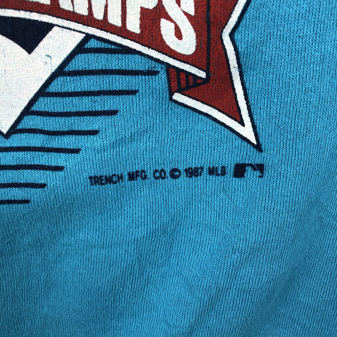 80'S BASSETT-WALKER MLB Minnesota Twins Print Sweatshirt, Made in USA, Men's XL (approx.) cotton Blue type light blue Vintage Second Hand
