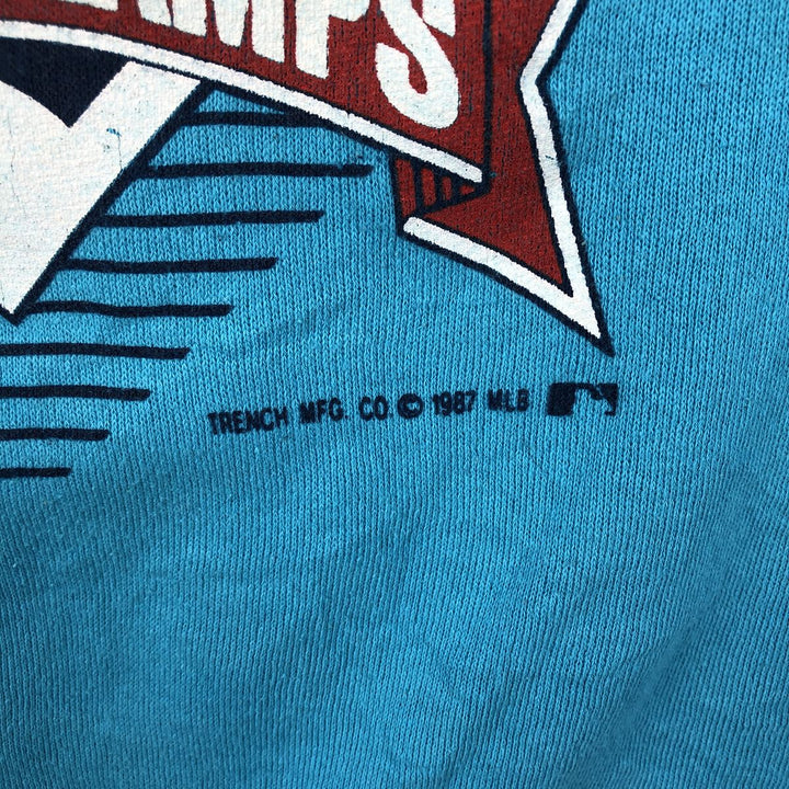 80'S BASSETT-WALKER MLB Minnesota Twins Print Sweatshirt, Made in USA, Men's XL (approx.) cotton Blue type light blue Vintage Second Hand