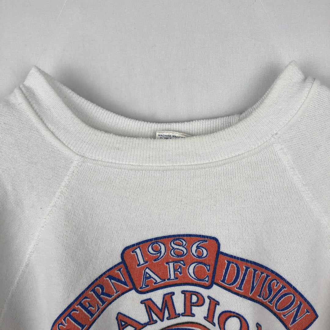 80'S TRENCH NFL Denver Broncos Print Sweatshirt, Made in USA, Men's Size L (Equivalent), Vintage polyester white type Vintage Second Hand