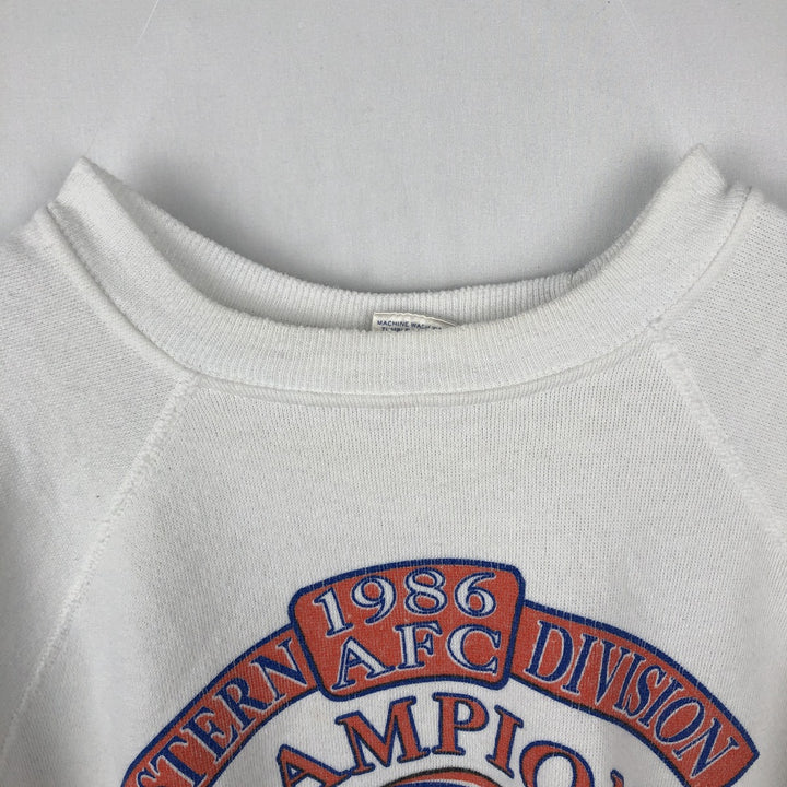80'S TRENCH NFL Denver Broncos Print Sweatshirt, Made in USA, Men's Size L (Equivalent), Vintage polyester white type Vintage Second Hand