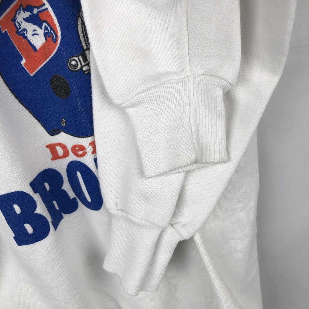 80'S TRENCH NFL Denver Broncos Print Sweatshirt, Made in USA, Men's Size L (Equivalent), Vintage polyester white type Vintage Second Hand