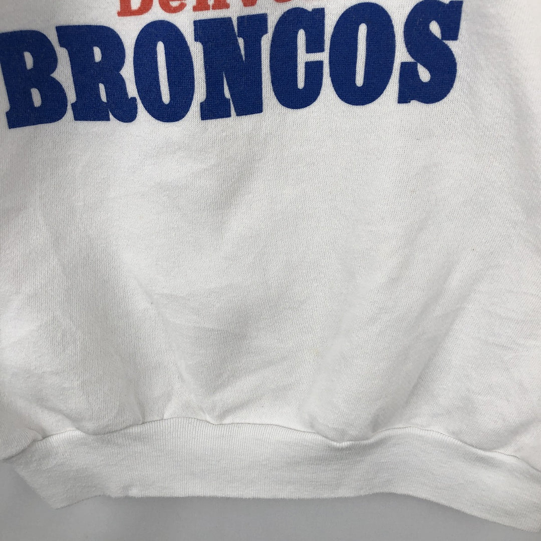 80'S TRENCH NFL Denver Broncos Print Sweatshirt, Made in USA, Men's Size L (Equivalent), Vintage polyester white type Vintage Second Hand