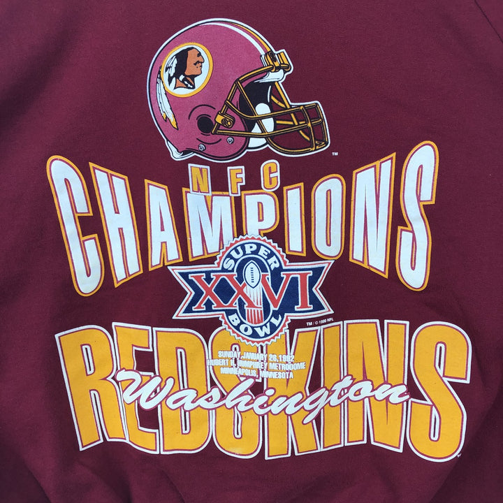 90'S GARAN NFL Washington Redskins Print Sweatshirt, Made in USA, Men's Size L (Equivalent), Vintage polyester red type Vintage Second Hand