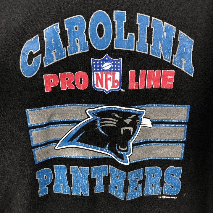 BIKE NFL CAROLINA PANTHERS Print Sweatshirt, Made in USA, Men's Size L (approx.) cotton black type Vintage Second Hand