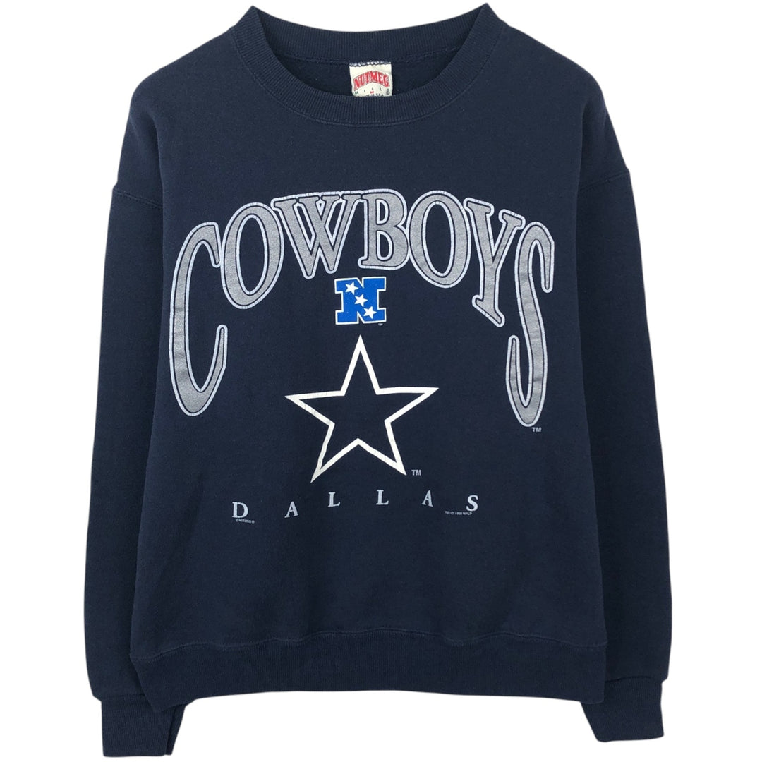 90'S Nutmeg NFL Dallas Cowboys Print Sweatshirt, Made in USA, Men's Size M (approx.), Vintage cotton navy blue type Vintage Second Hand