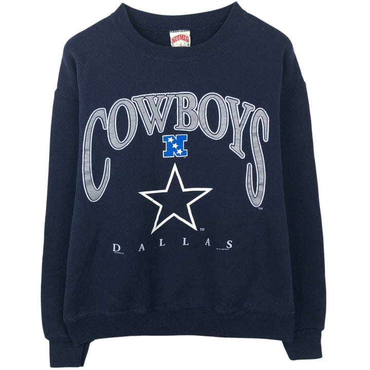 90'S Nutmeg NFL Dallas Cowboys Print Sweatshirt, Made in USA, Men's Size M (approx.), Vintage cotton navy blue type Vintage Second Hand