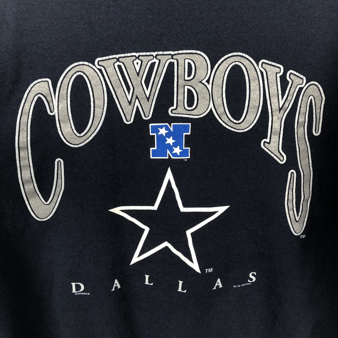 90'S Nutmeg NFL Dallas Cowboys Print Sweatshirt, Made in USA, Men's Size M (approx.), Vintage cotton navy blue type Vintage Second Hand