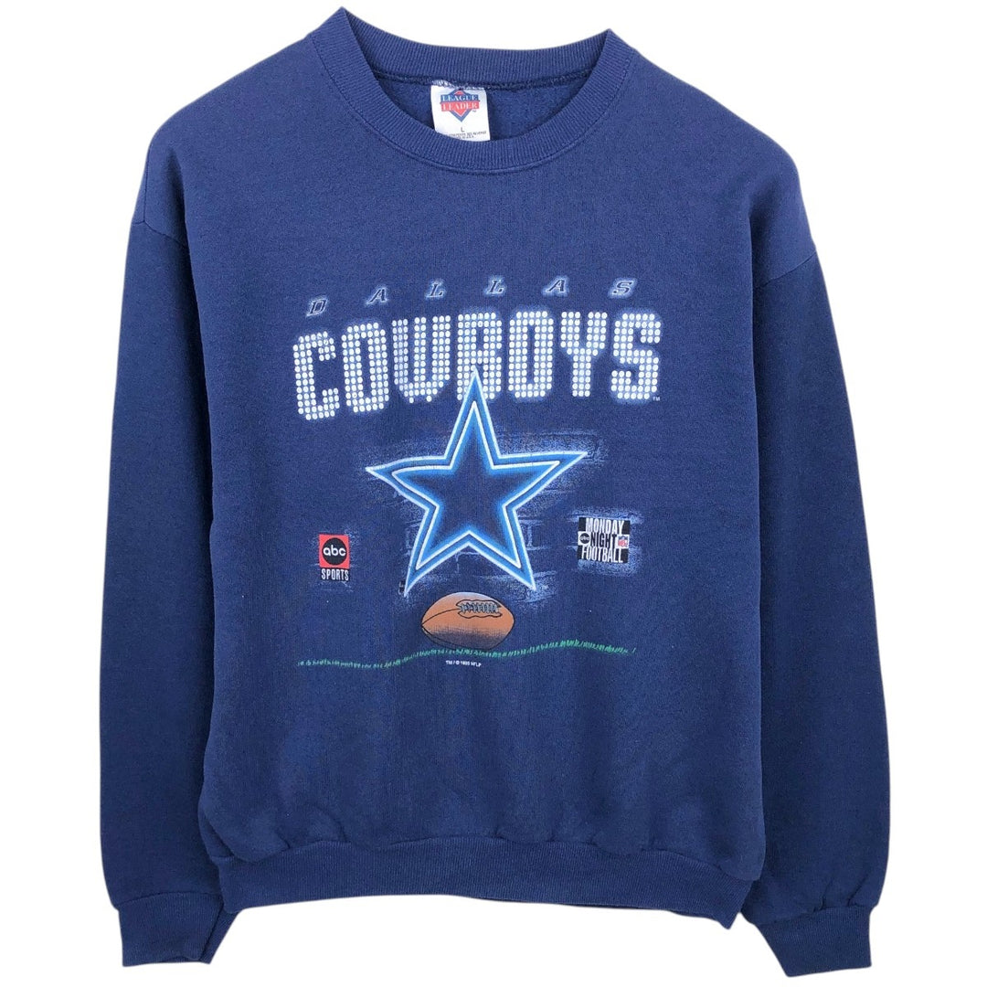 90'S NFL League Leader Dallas Cowboys Print Sweatshirt, Made in USA, Men's Size L (approx.), Vintage polyester Navy blue Vintage Second Hand