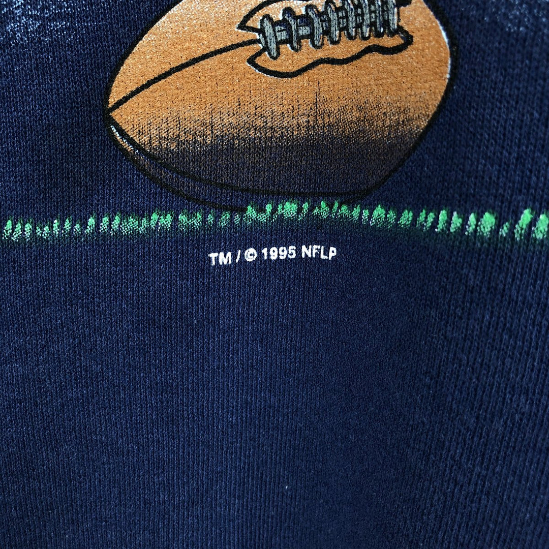 90'S NFL League Leader Dallas Cowboys Print Sweatshirt, Made in USA, Men's Size L (approx.), Vintage polyester Navy blue Vintage Second Hand