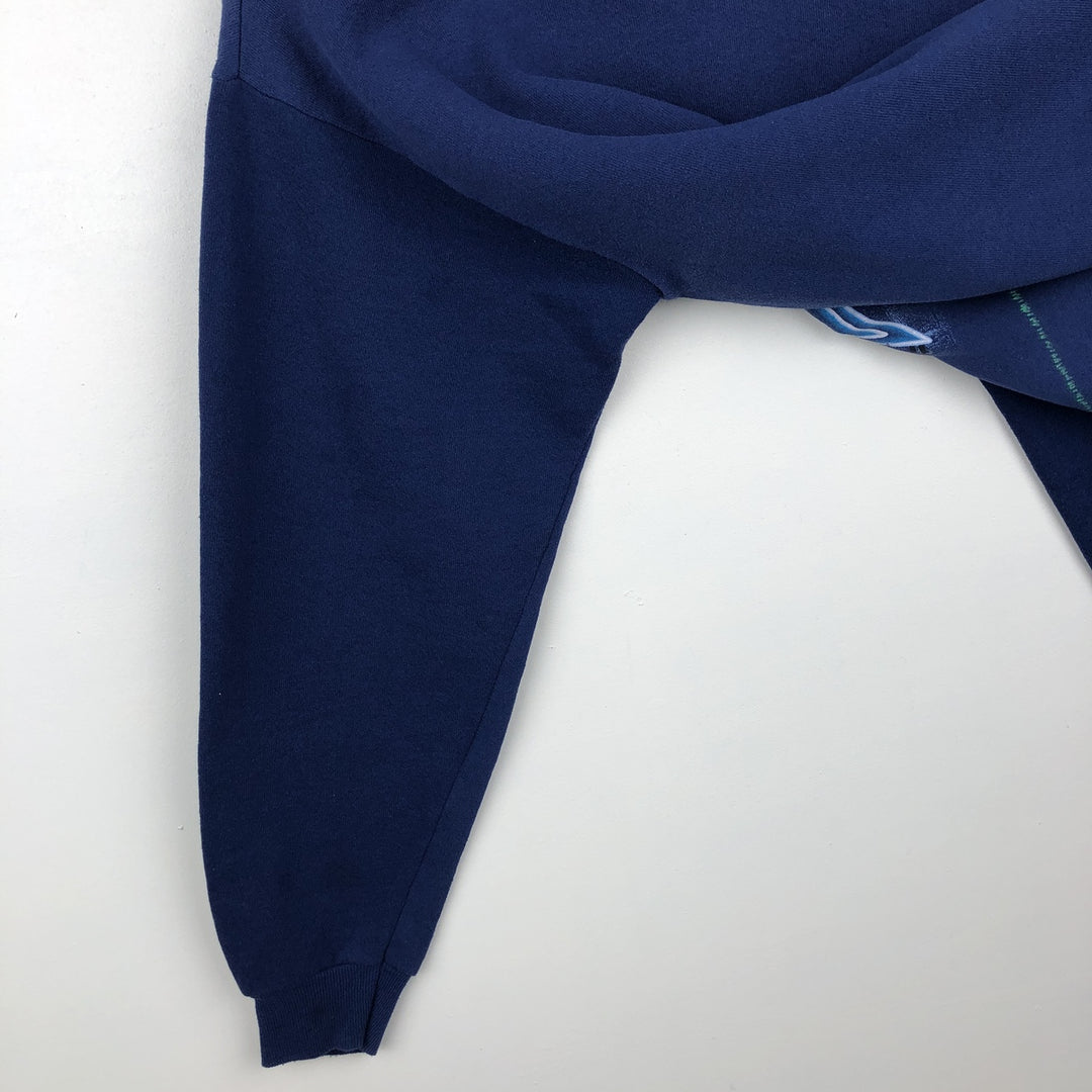 90'S NFL League Leader Dallas Cowboys Print Sweatshirt, Made in USA, Men's Size L (approx.), Vintage polyester Navy blue Vintage Second Hand