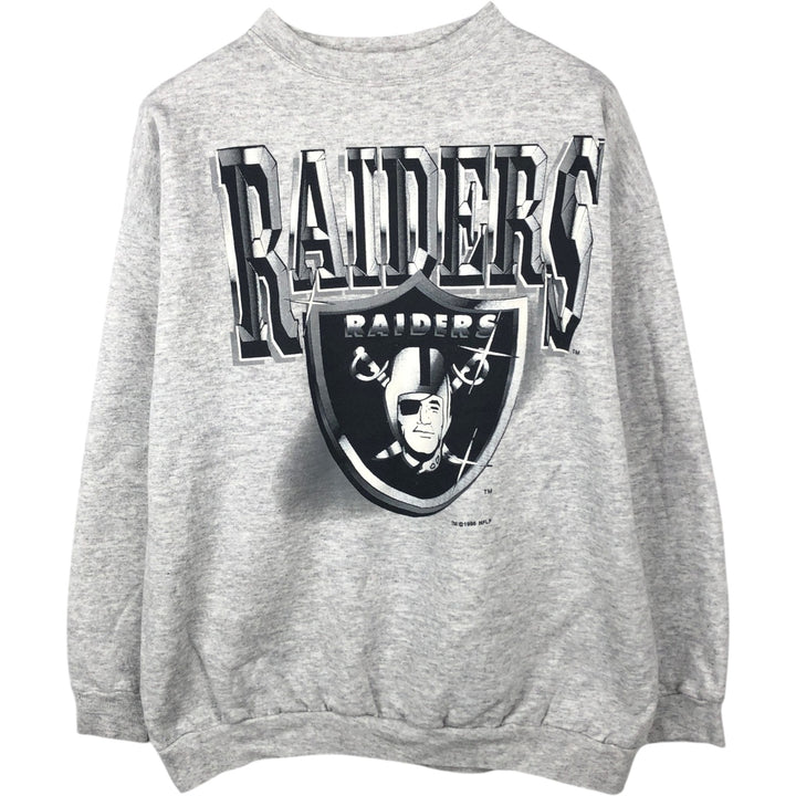 90'S TULTEX NFL Las Vegas Raiders Print Sweatshirt, Men's Size XL (Equivalent), Vintage cotton gray type Vintage Second Hand