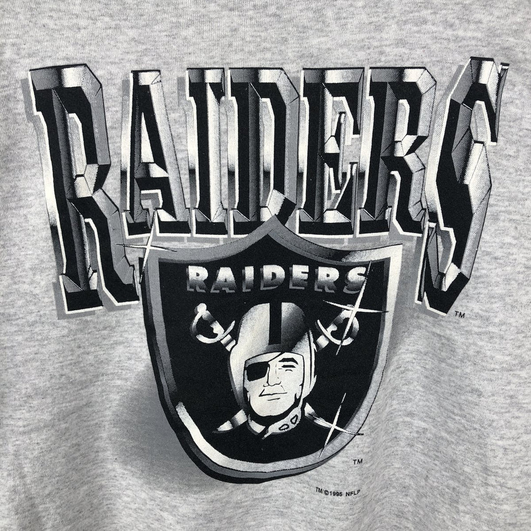 90'S TULTEX NFL Las Vegas Raiders Print Sweatshirt, Men's Size XL (Equivalent), Vintage cotton gray type Vintage Second Hand