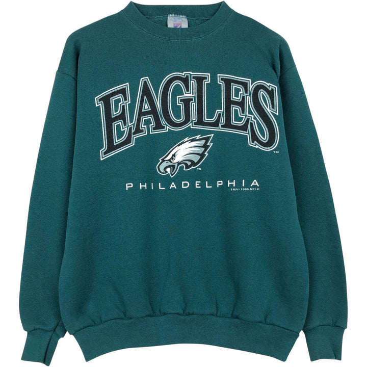 90'S Logo 7 NFL Philadelphia Eagles Print Sweatshirt, Made in USA, Men's Size M (approx.) cotton blue type Vintage Second Hand