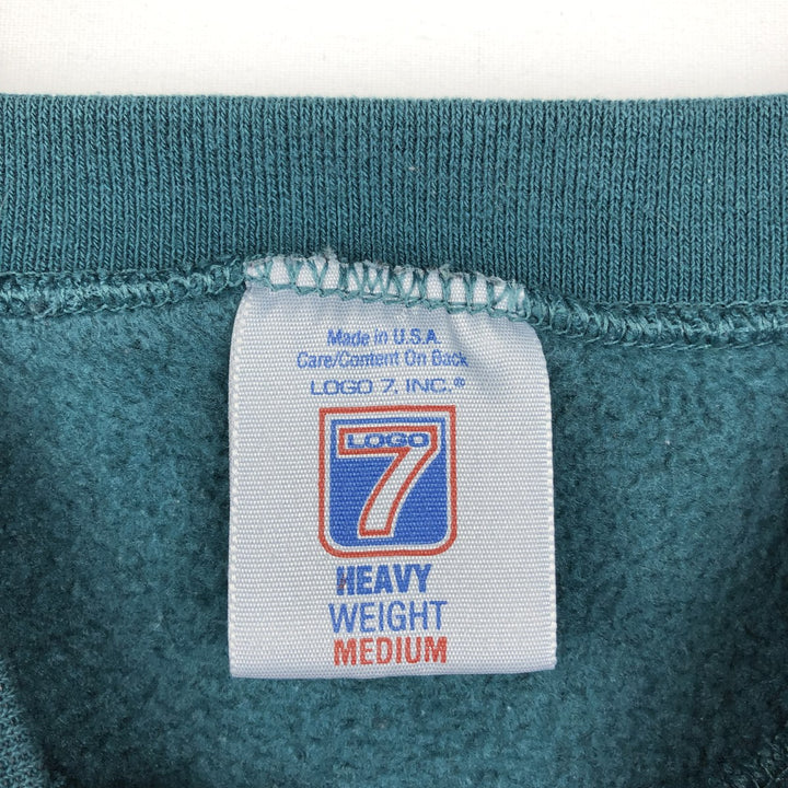 90'S Logo 7 NFL Philadelphia Eagles Print Sweatshirt, Made in USA, Men's Size M (approx.) cotton blue type Vintage Second Hand