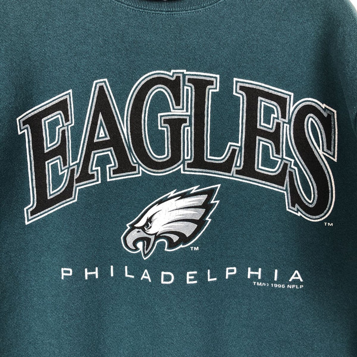 90'S Logo 7 NFL Philadelphia Eagles Print Sweatshirt, Made in USA, Men's Size M (approx.) cotton blue type Vintage Second Hand