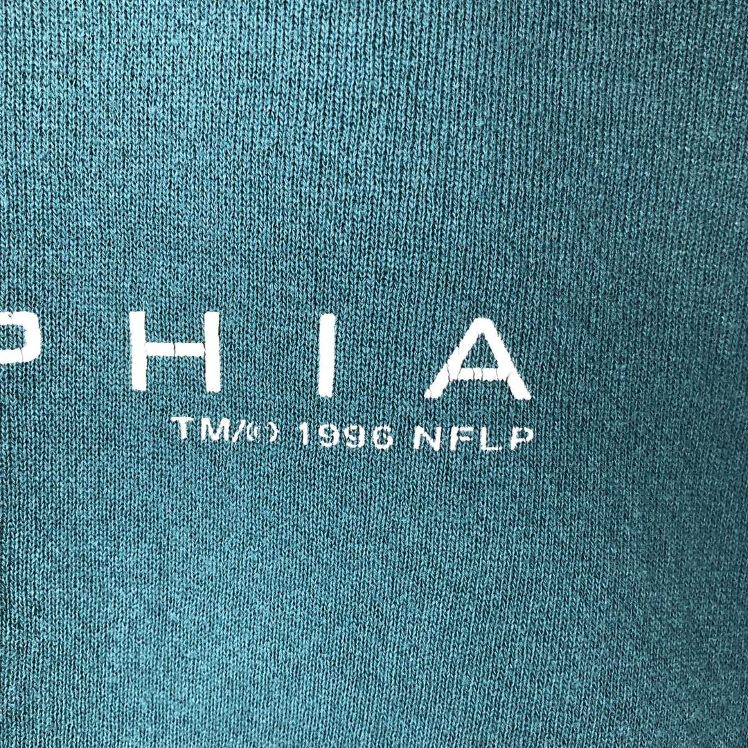 90'S Logo 7 NFL Philadelphia Eagles Print Sweatshirt, Made in USA, Men's Size M (approx.) cotton blue type Vintage Second Hand