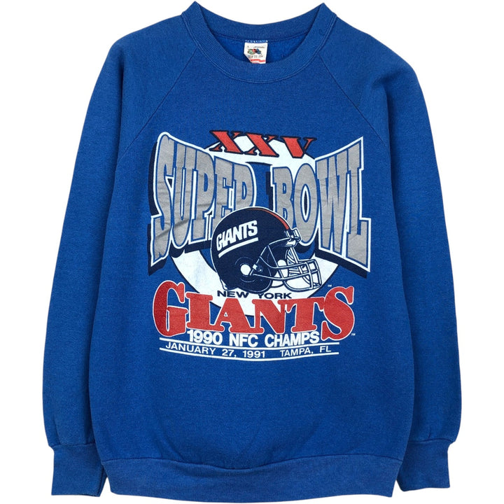 90'S SUPER BOWL XXV NFL New York Giants Print Sweatshirt, Made in USA cotton blue type Vintage Second Hand