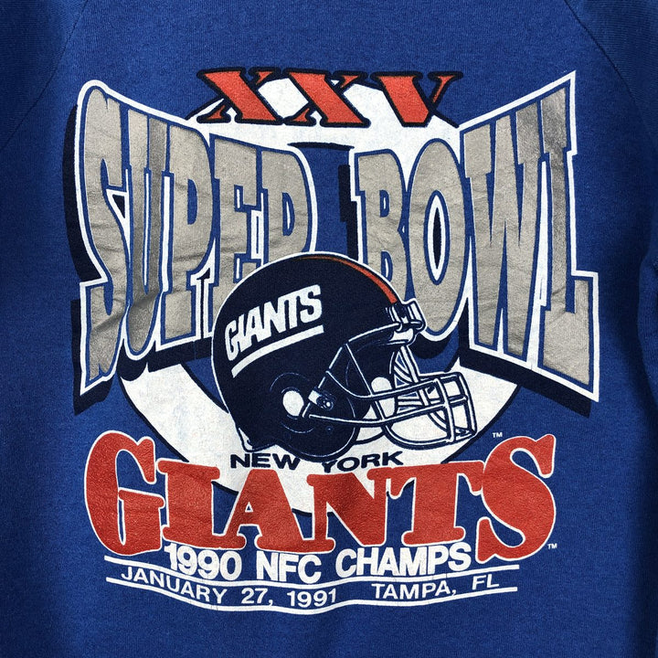 90'S SUPER BOWL XXV NFL New York Giants Print Sweatshirt, Made in USA cotton blue type Vintage Second Hand