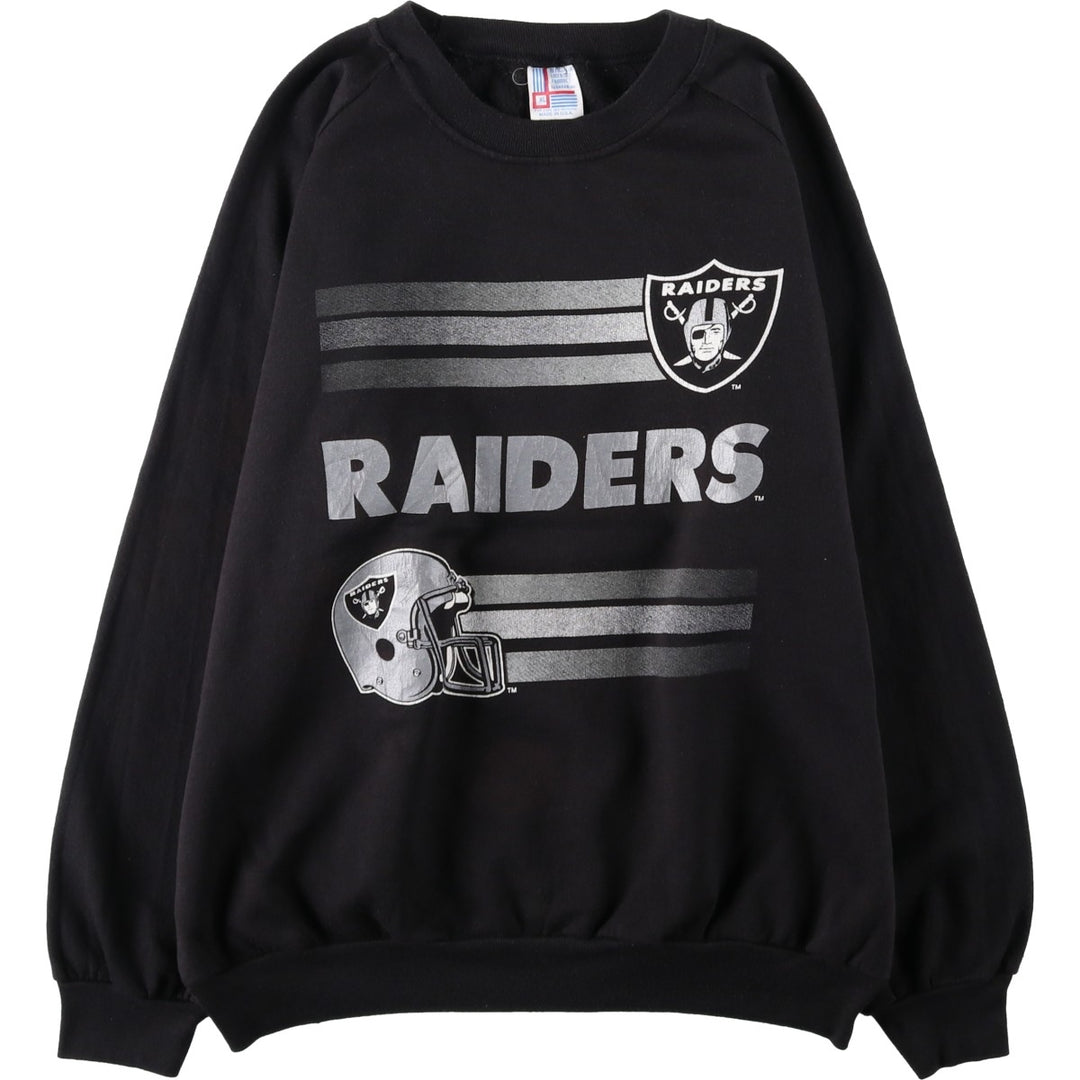 1990'S NFL Las Vegas Raiders Print Sweatshirt, Made in USA, Men's XL (approx.), Vintage cotton black type Vintage Second Hand