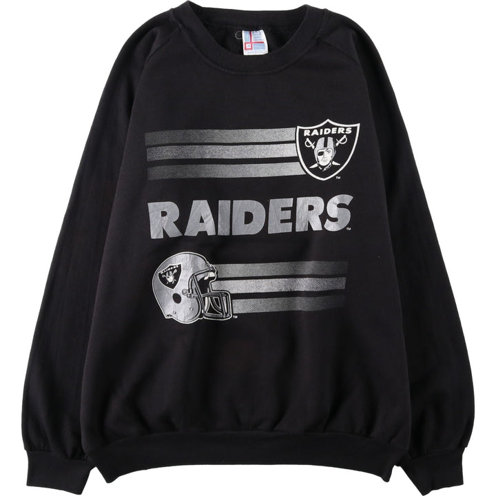 1990'S NFL Las Vegas Raiders Print Sweatshirt, Made in USA, Men's XL (approx.), Vintage cotton black type Vintage Second Hand