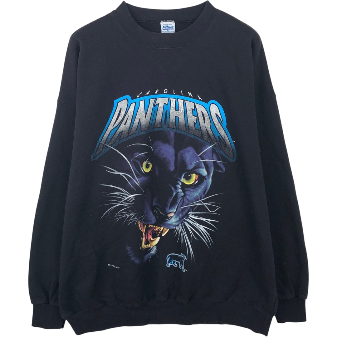 Vintage 90'S SALEM NFL Carolina Panthers Print Sweatshirt, Made in USA, Men's Size XL cotton black type Vintage Second Hand