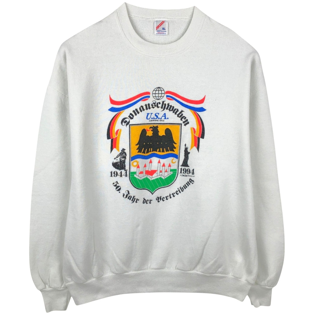 90'S Jerzees Printed Sweatshirt, Made in USA, Men's XL, Vintage cotton white type Vintage Second Hand