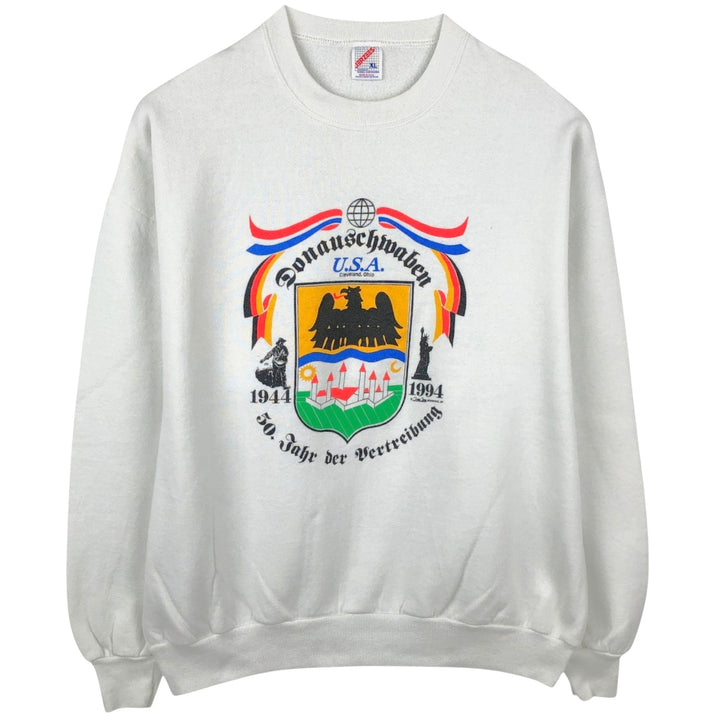 90'S Jerzees Printed Sweatshirt, Made in USA, Men's XL, Vintage cotton white type Vintage Second Hand