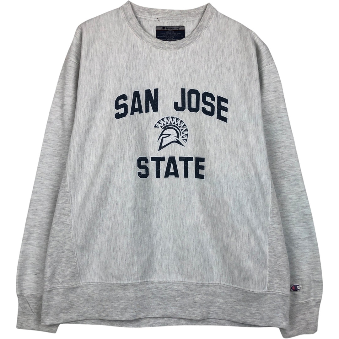 00'S Champion Original Reverse Weave 3-row Print College Sweatshirt Trainer Men's L size cotton gray type Vintage Second Hand