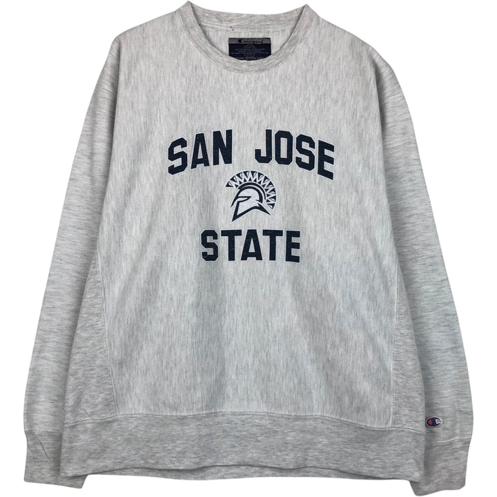 00'S Champion Original Reverse Weave 3-row Print College Sweatshirt Trainer Men's L size cotton gray type Vintage Second Hand