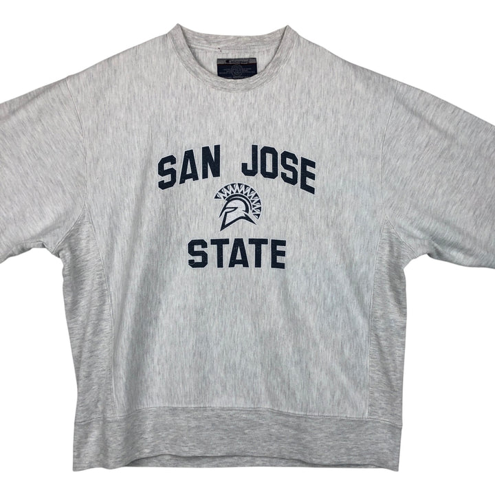 00'S Champion Original Reverse Weave 3-row Print College Sweatshirt Trainer Men's L size cotton gray type Vintage Second Hand