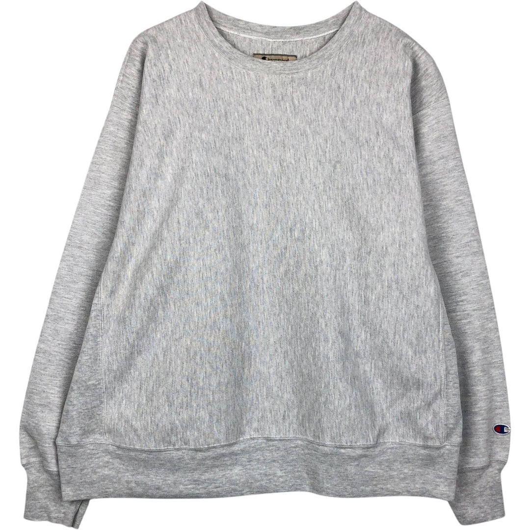 00'S Champion Premium Reverse Weave, No Eyes, Plain, Blank Sweatshirt, Trainer, Men's XL Size unclear gray type Vintage Second Hand