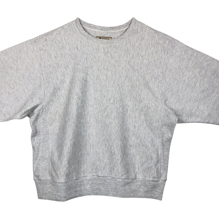 00'S Champion Premium Reverse Weave, No Eyes, Plain, Blank Sweatshirt, Trainer, Men's XL Size unclear gray type Vintage Second Hand