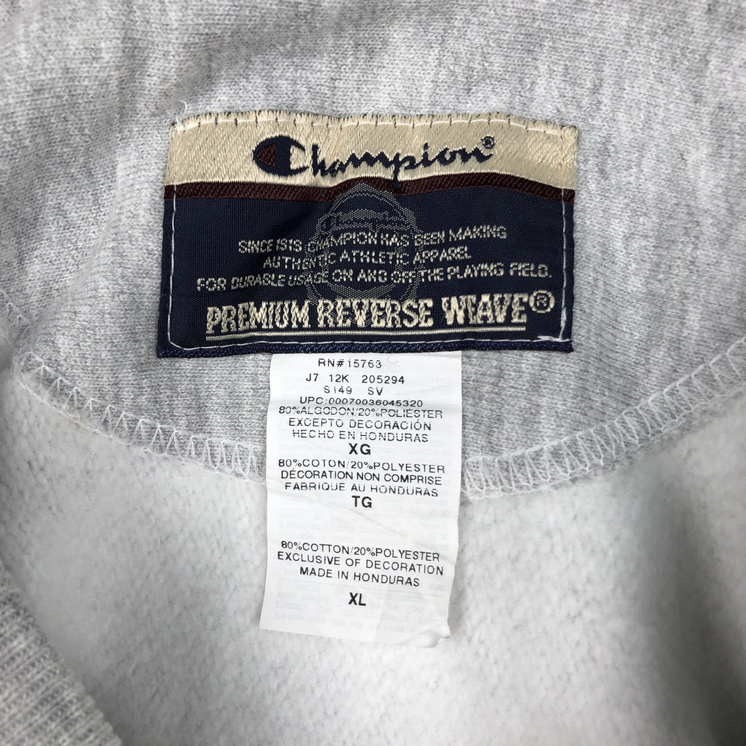 00'S Champion Premium Reverse Weave, No Eyes, Plain, Blank Sweatshirt, Trainer, Men's XL Size cotton gray type Vintage Second Hand