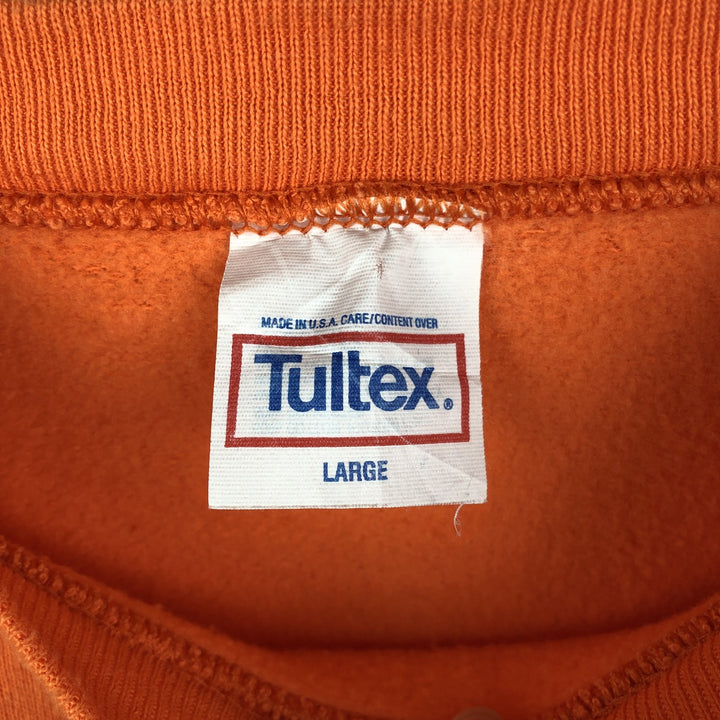 90'S TULTEX College Sweatshirt, Made in USA, Men's Size L (Equivalent), Vintage cotton orange type Vintage Second Hand