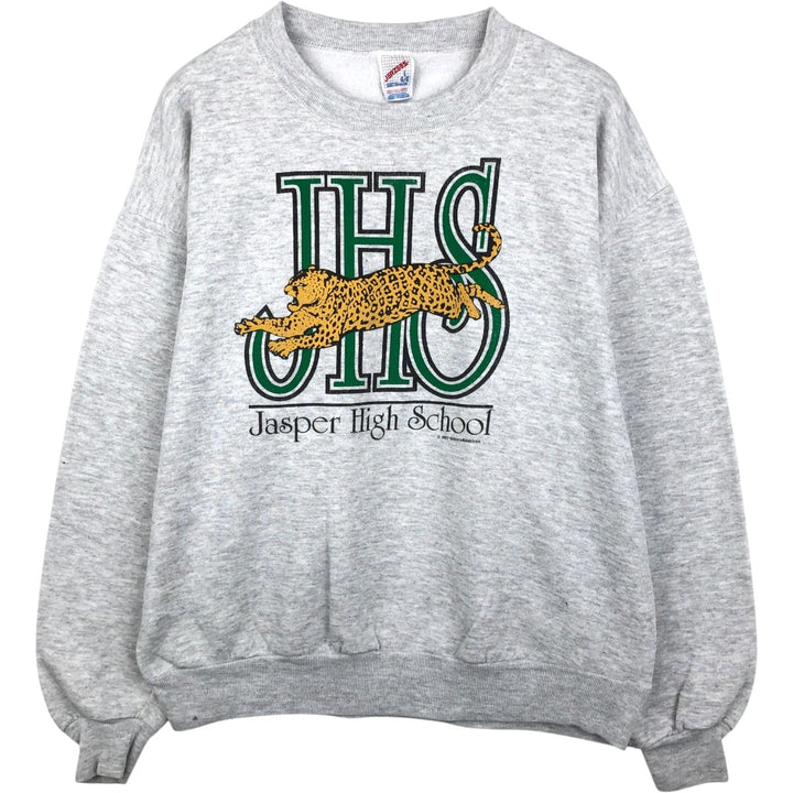 Vintage 80s-90'S Jerzees College Character Sweatshirt, Made in USA, Men's Size L cotton gray type Vintage Second Hand