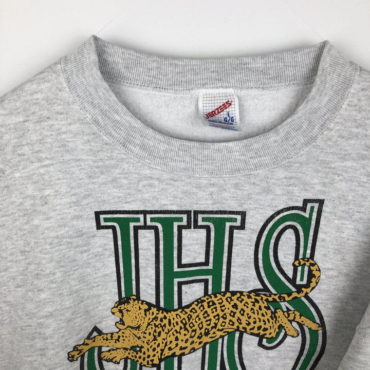 Vintage 80s-90'S Jerzees College Character Sweatshirt, Made in USA, Men's Size L cotton gray type Vintage Second Hand