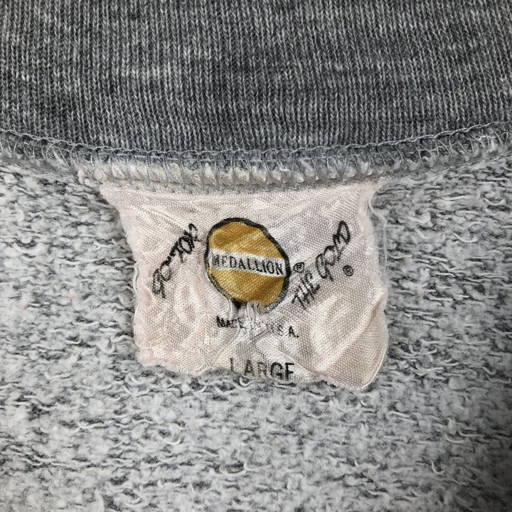 90'S MEDALLION Triple Print College Sweatshirt, Made in USA, Men's Size L (Equivalent), Vintage cotton gray type Vintage Second Hand