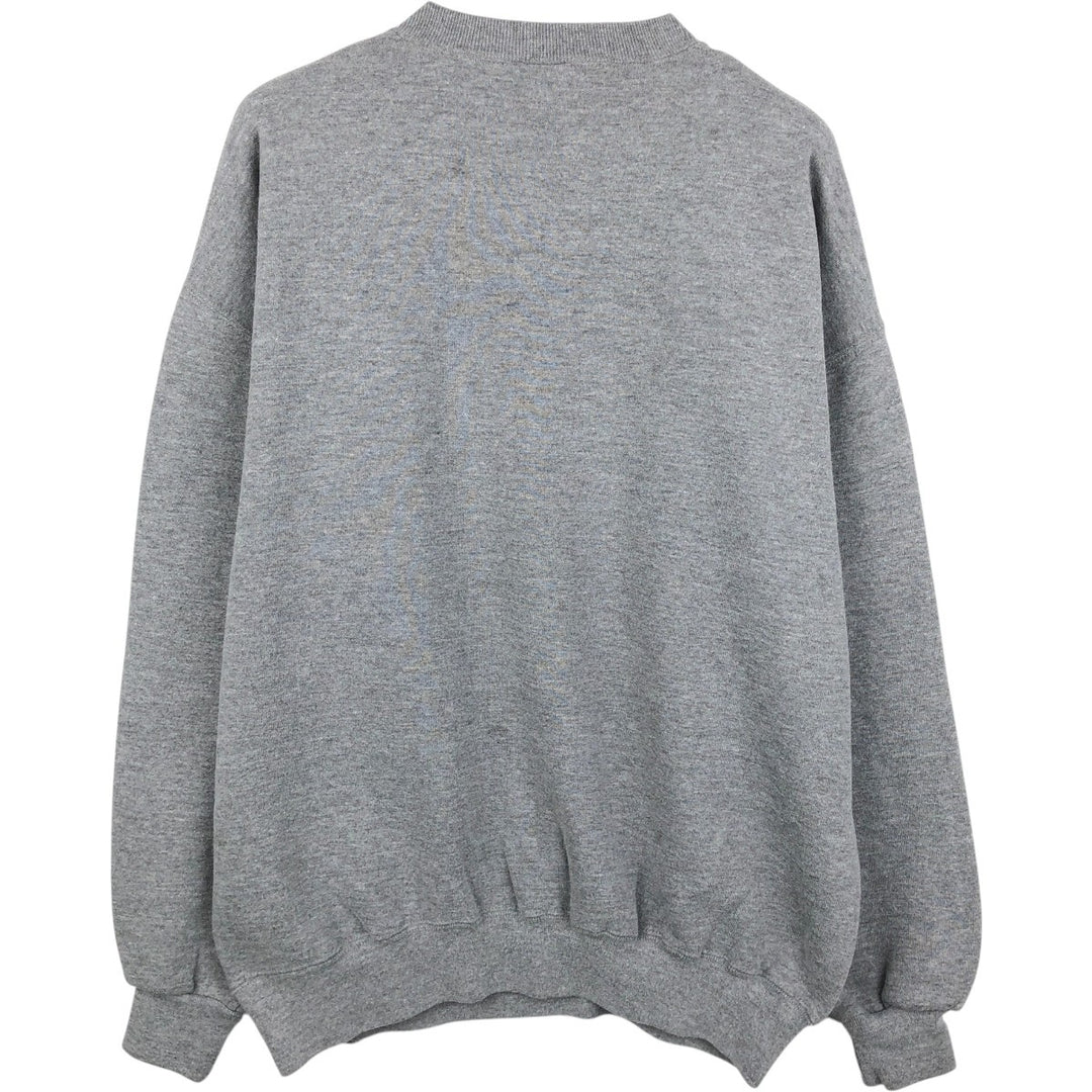 90'S Russell 3-row print college sweatshirt, made in USA, men's XL size, vintage polyester gray type Vintage Second Hand