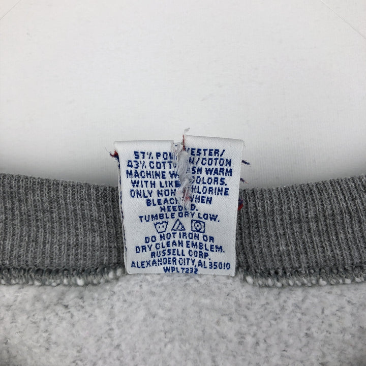 90'S Russell 3-row print college sweatshirt, made in USA, men's XL size, vintage polyester gray type Vintage Second Hand