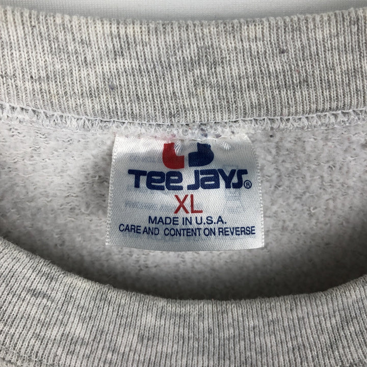 90'S Tee Jays College Character Sweatshirt, Made in USA, Men's XL equivalent, Vintage polyester gray type Vintage Second Hand
