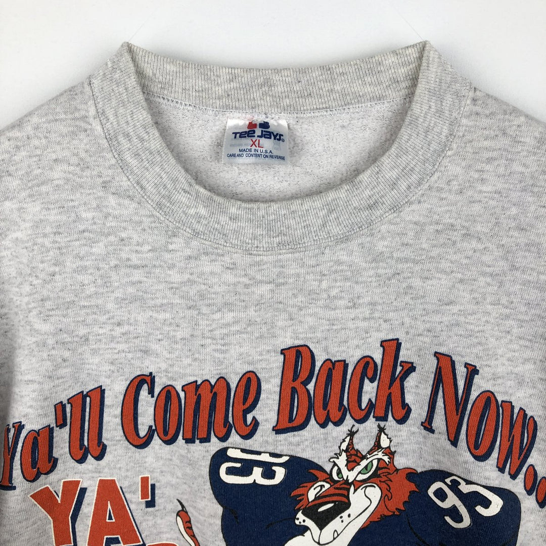 90'S Tee Jays College Character Sweatshirt, Made in USA, Men's XL equivalent, Vintage polyester gray type Vintage Second Hand
