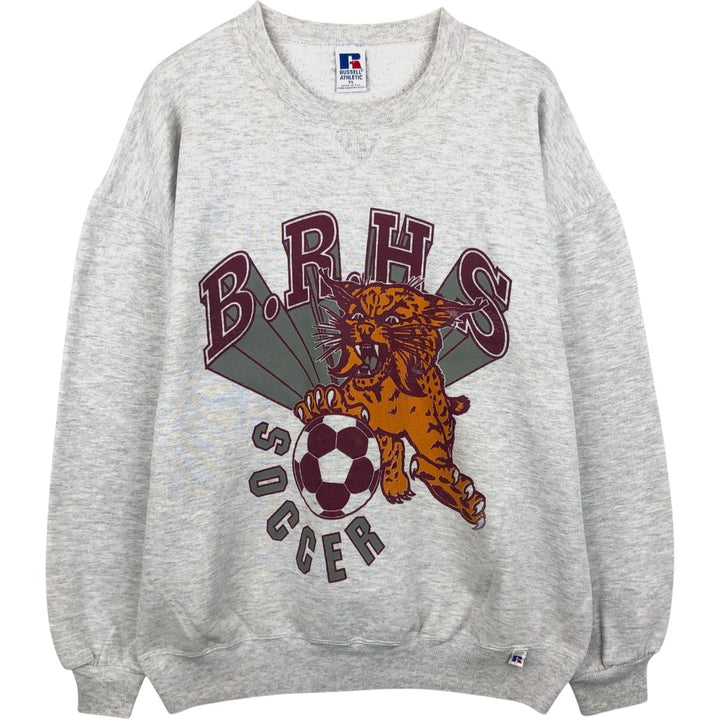 90'S Russell College Character Sweatshirt, Made in USA, Men's Size L, Vintage cotton gray type Vintage Second Hand
