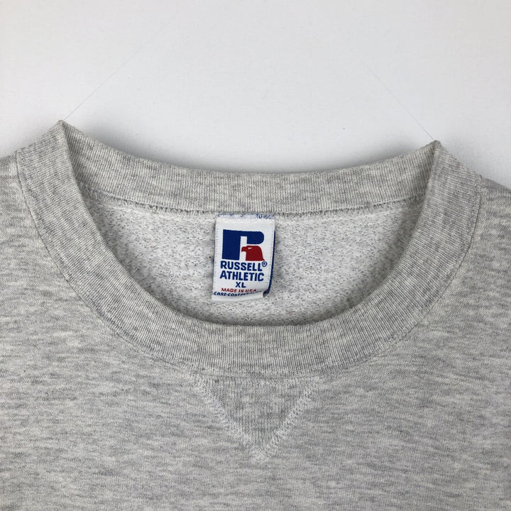 90'S Russell College Character Sweatshirt, Made in USA, Men's Size L, Vintage cotton gray type Vintage Second Hand