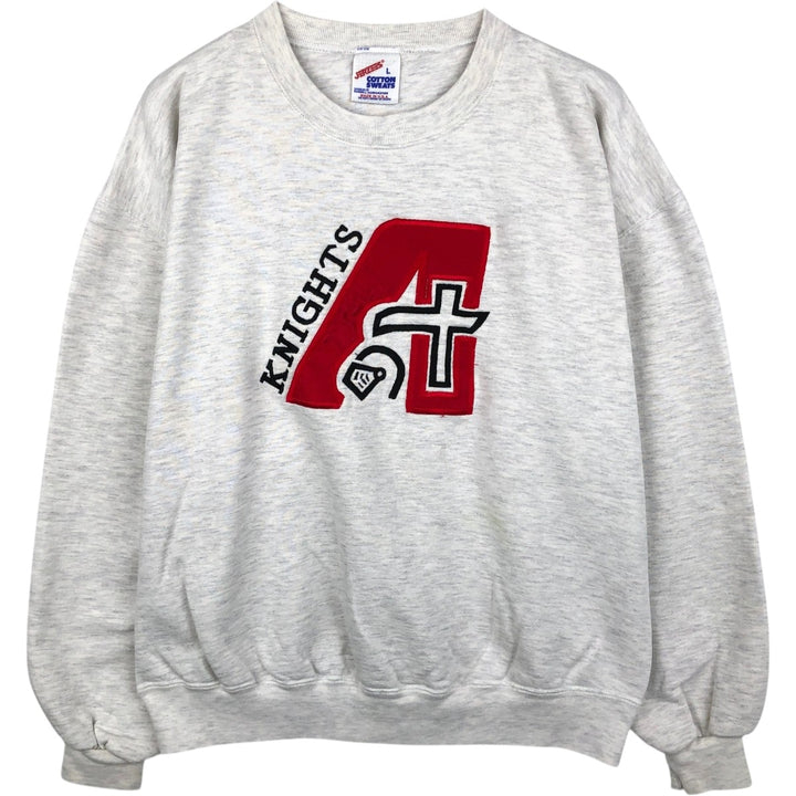 80s-90'S Jerzees College Sweatshirt, Made in USA, Men's Size L, Vintage cotton gray type Vintage Second Hand