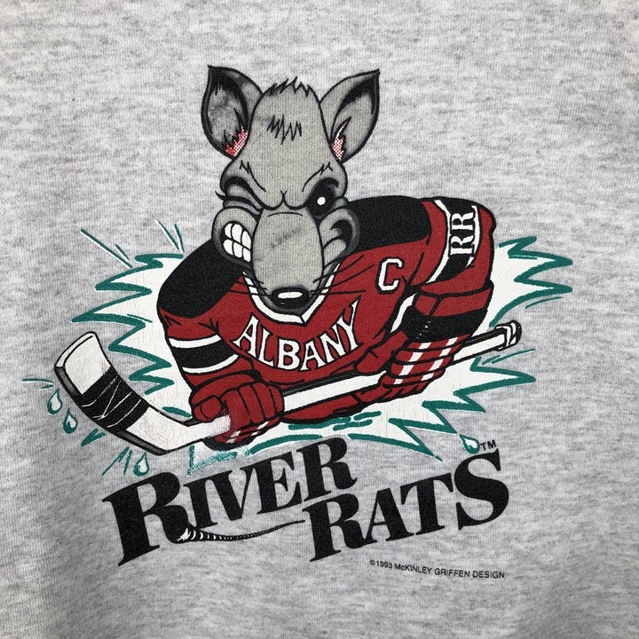 90'S Tultex Albany River Rats Print Sweatshirt, Made in USA, Men's XL equivalent, Vintage cotton gray type Vintage Second Hand