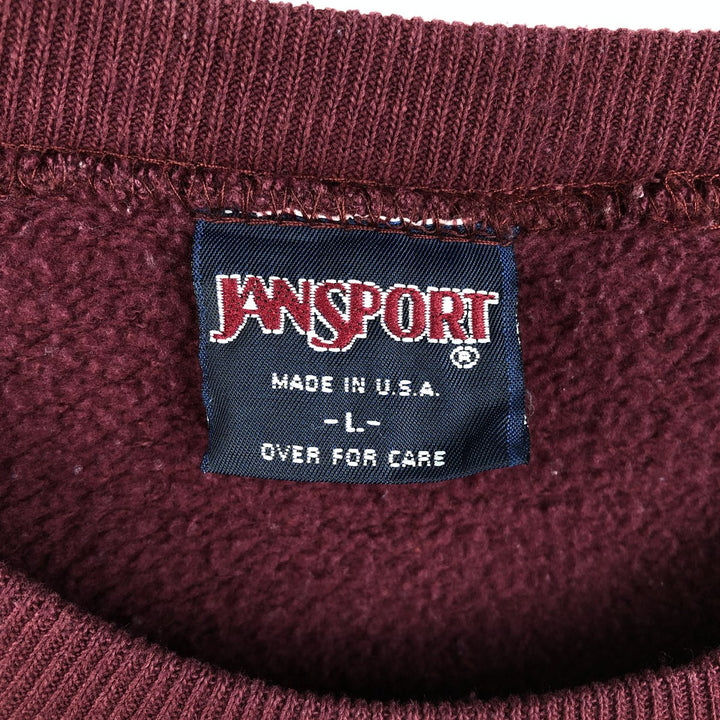 Vintage 90'S Jansport college sweatshirt, made in the USA, size L, men's polyester wine-red Vintage Second Hand
