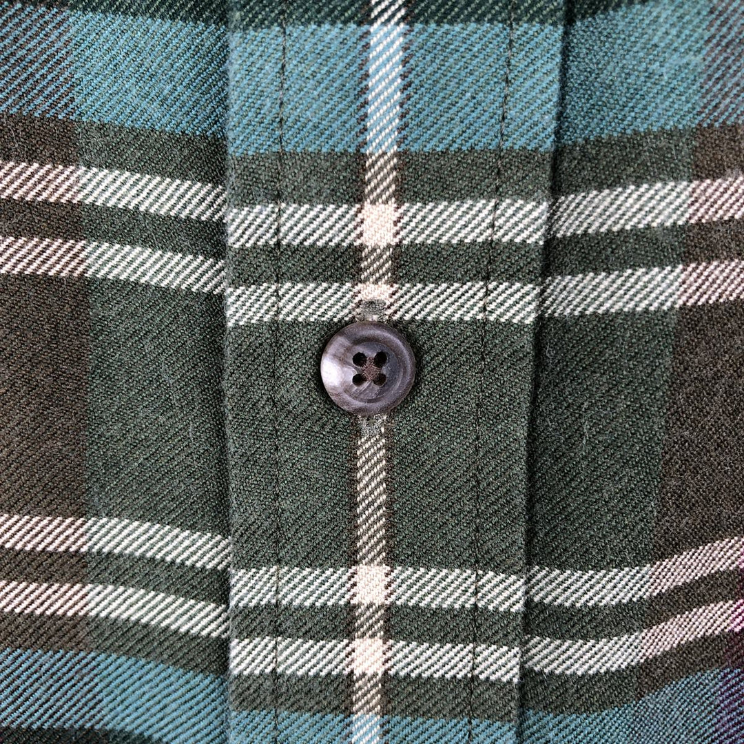 Ralph Lauren POLO by Ralph Lauren CUSTOM FIT Long-Sleeve Light Flannel Check Shirt, Men's Size M (approx.) silk Khaki type Vintage Second Hand